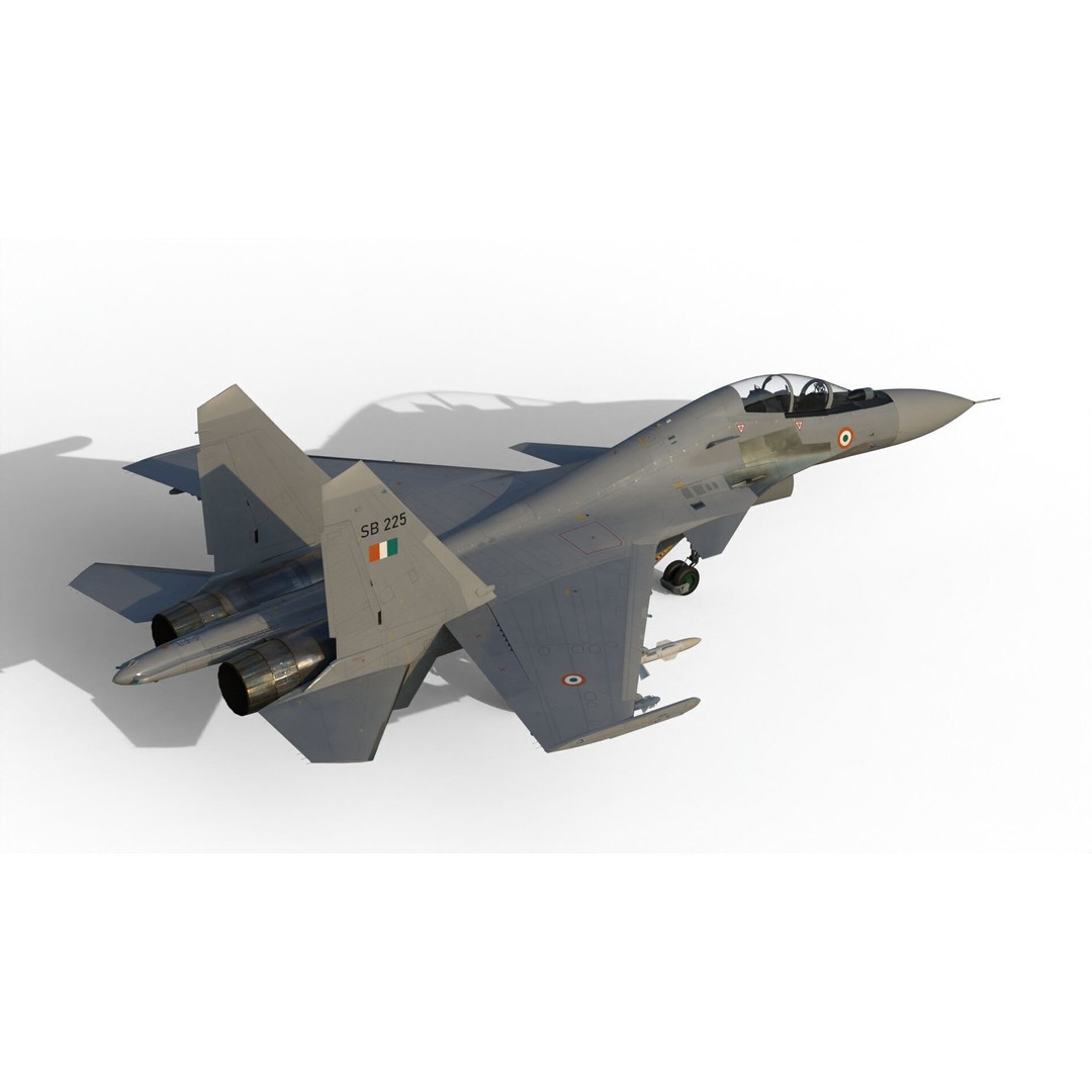 Sukhoi Su-30 MKI 3D Model – High Poly Military Aircraft, FBX - View 12