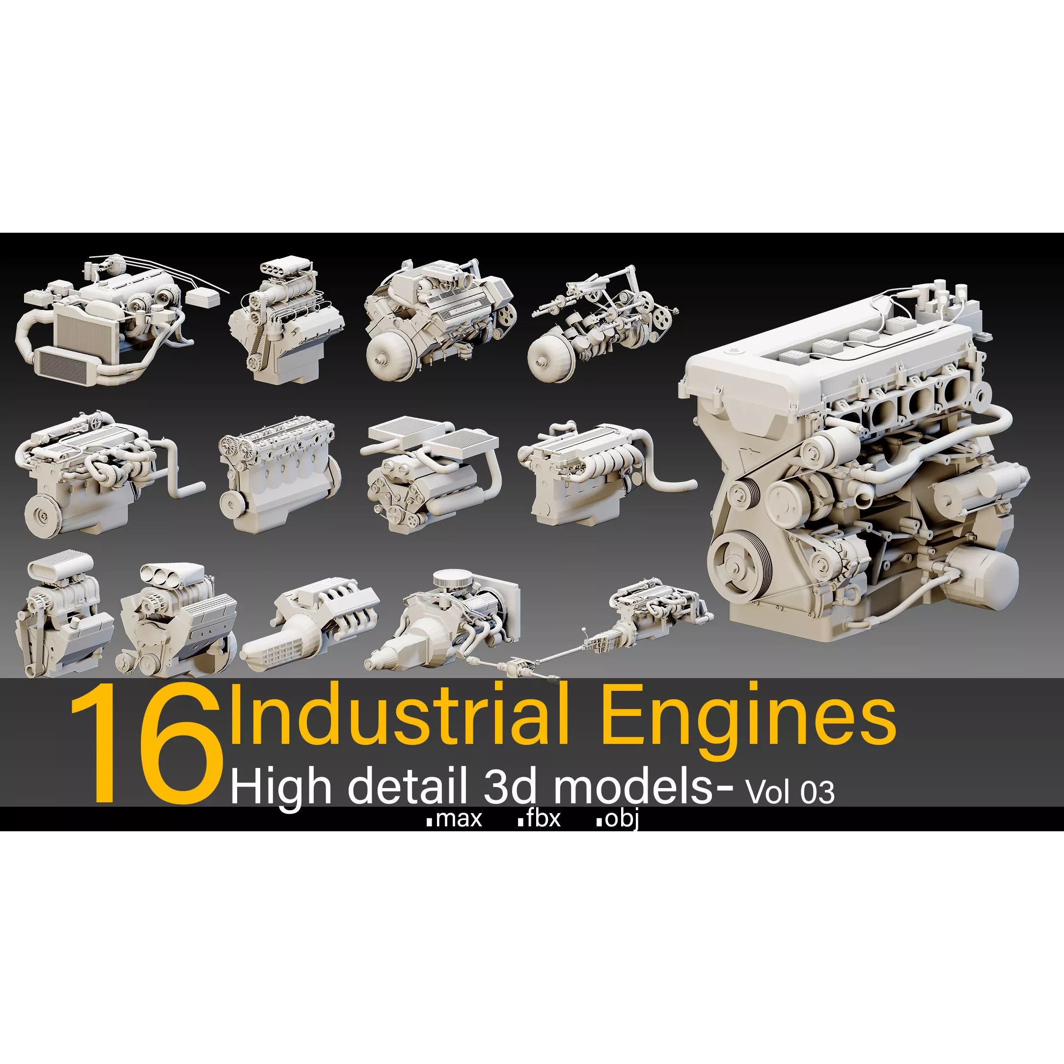 Industrial Engines Vol 03 - Low-Poly Game-Ready 3D Model - View 2