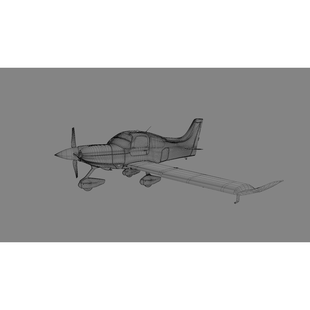Cirrus SR22 Aircraft 3D Model – High Poly Game Asset, FBX, OBJ, Blender - View 16