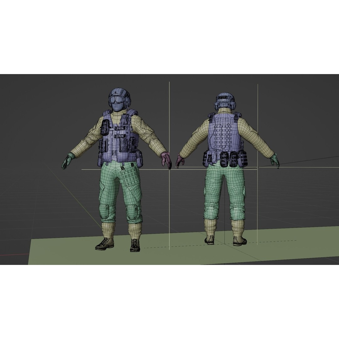 Soldier Flight Deck Crew 3D Model – High Poly PBR Character, FBX, OBJ - View 16