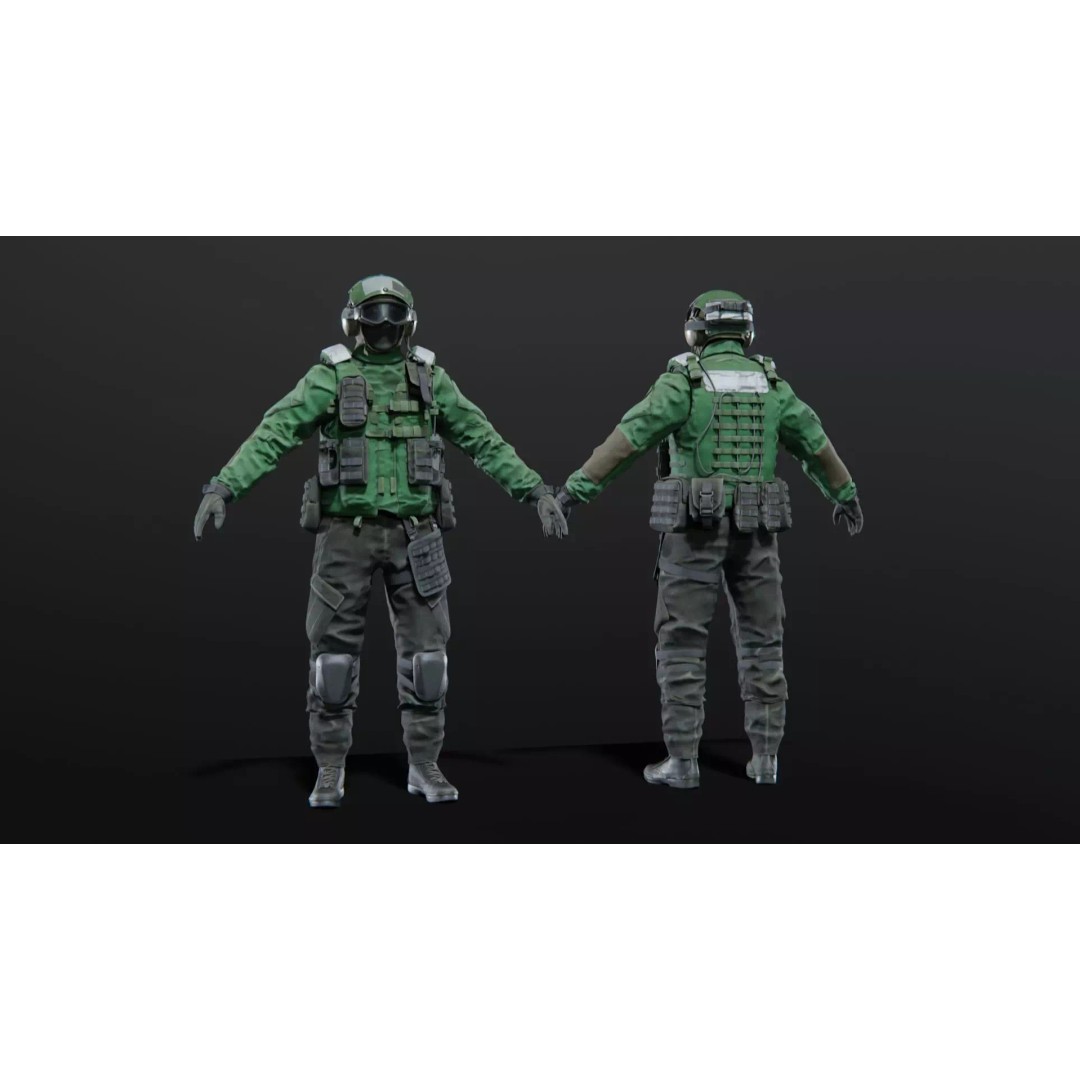 Soldier Flight Deck Crew 3D Model – High Poly PBR Character, FBX, OBJ - View 2