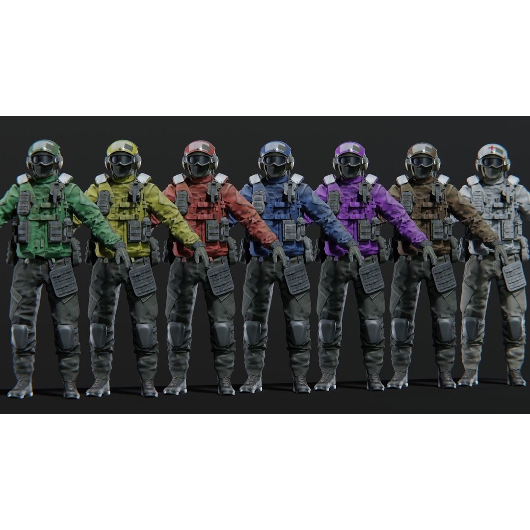 Soldier Flight Deck Crew 3D Model – High Poly PBR Character, FBX, OBJ - View 3
