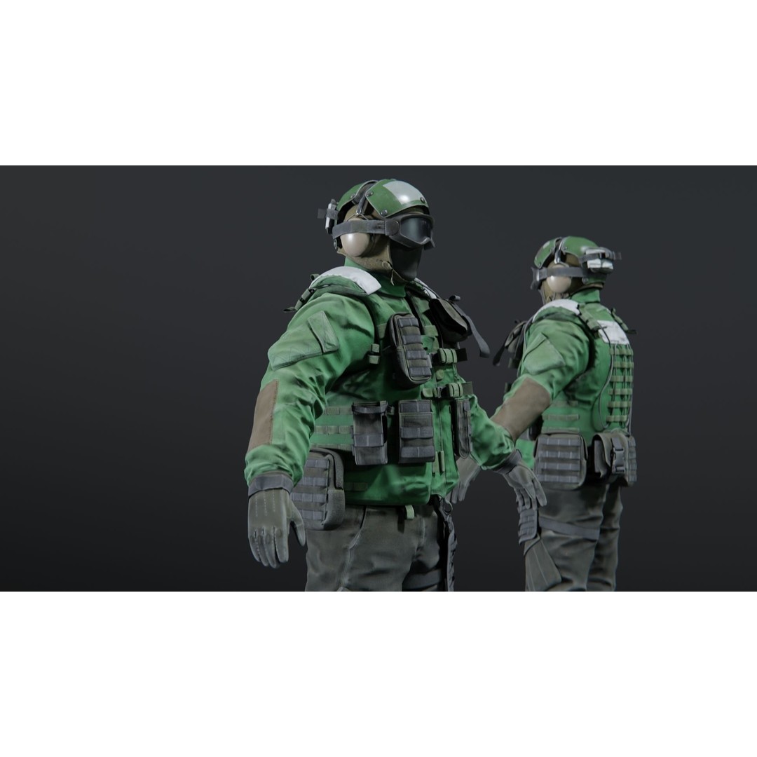Soldier Flight Deck Crew 3D Model – High Poly PBR Character, FBX, OBJ - View 4