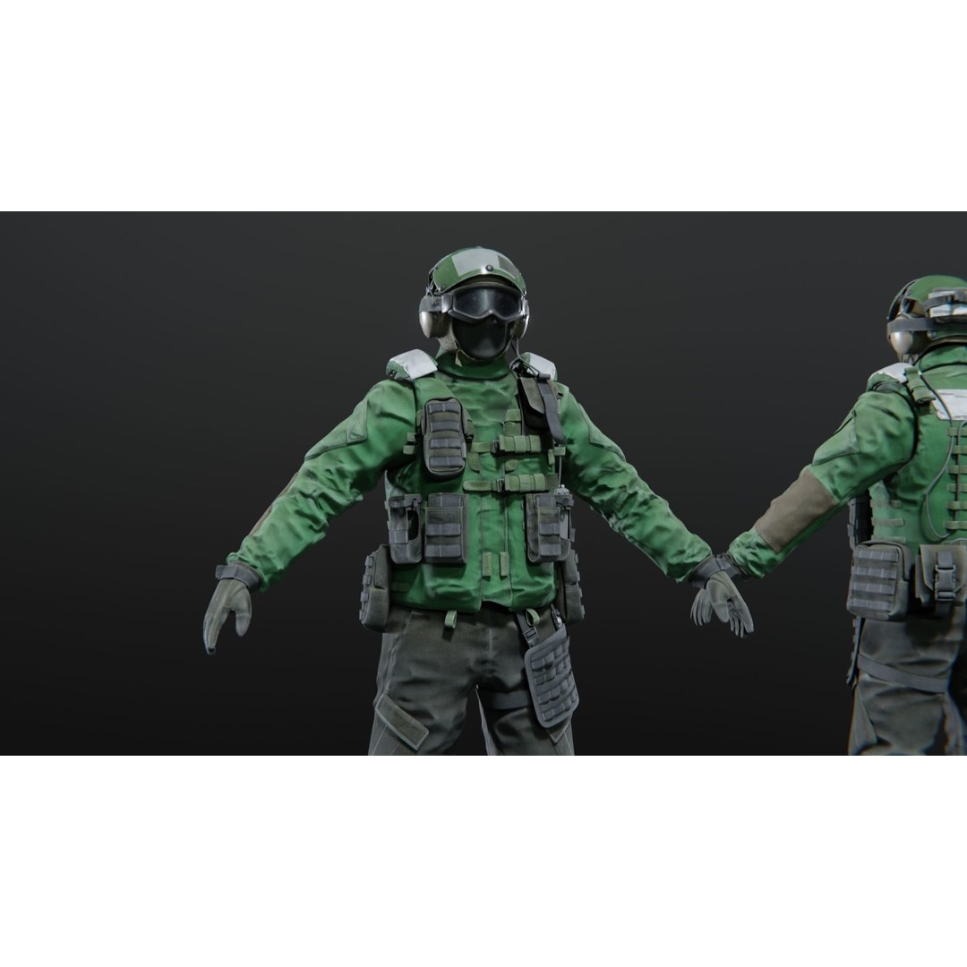 Soldier Flight Deck Crew 3D Model – High Poly PBR Character, FBX, OBJ - View 5