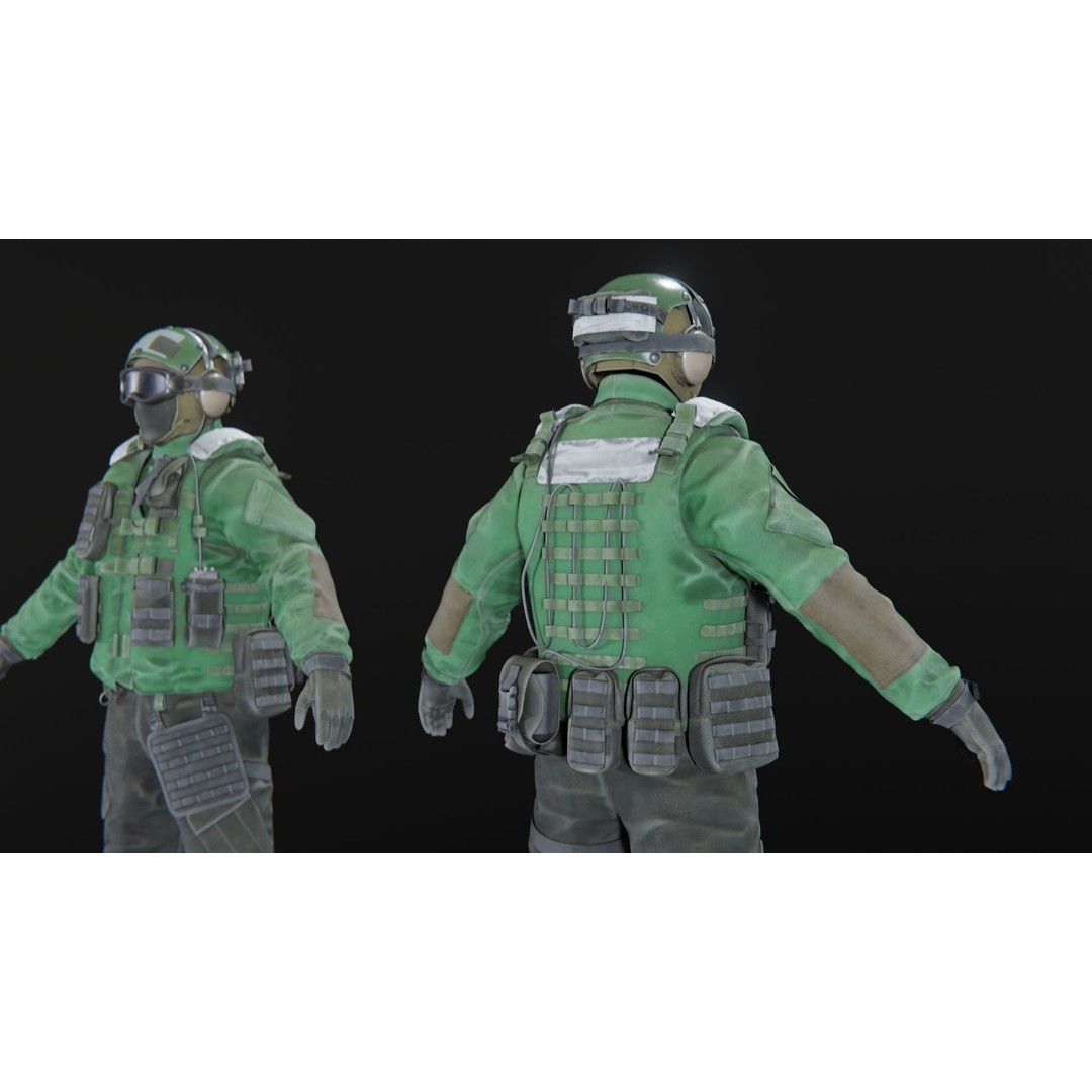 Soldier Flight Deck Crew 3D Model – High Poly PBR Character, FBX, OBJ - View 6