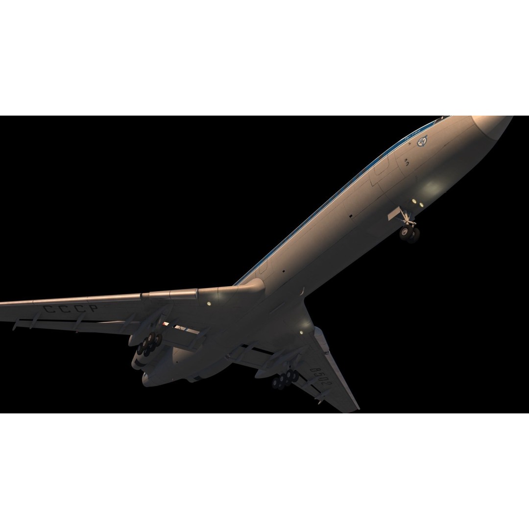 Tu-154 3D Model – Detailed Jet Airliner with Animation, FBX - View 10
