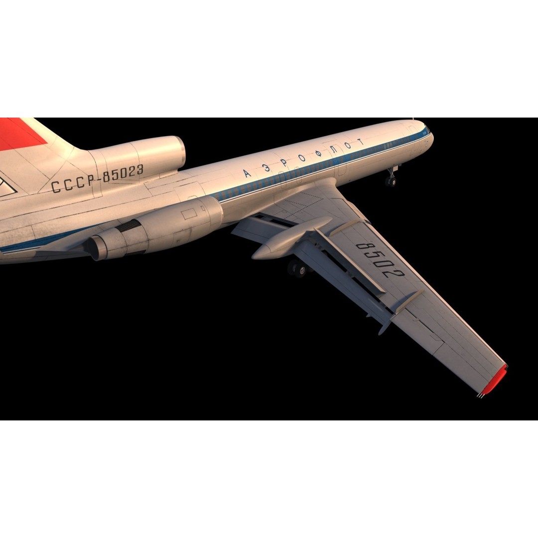 Tu-154 3D Model – Detailed Jet Airliner with Animation, FBX - View 12