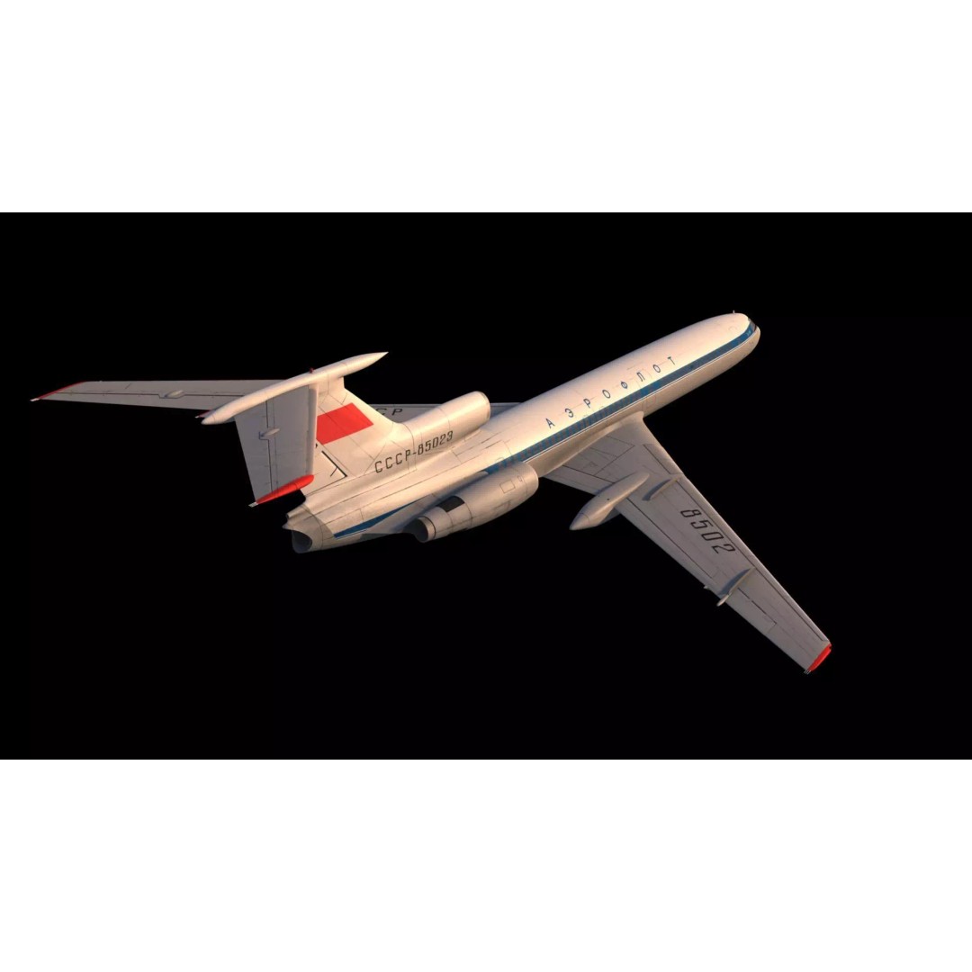 Tu-154 3D Model – Detailed Jet Airliner with Animation, FBX - View 2