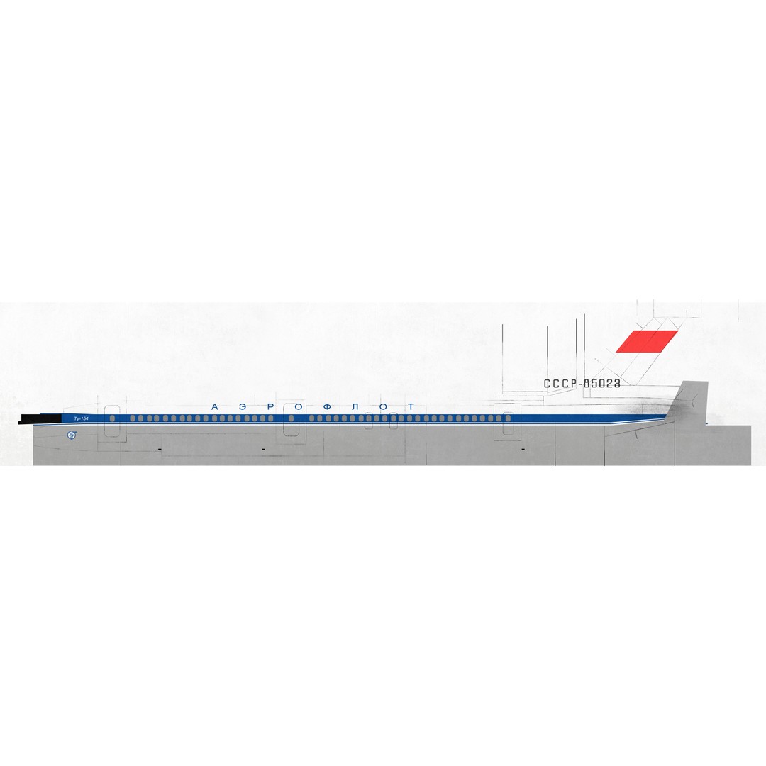 Tu-154 3D Model – Detailed Jet Airliner with Animation, FBX - View 24