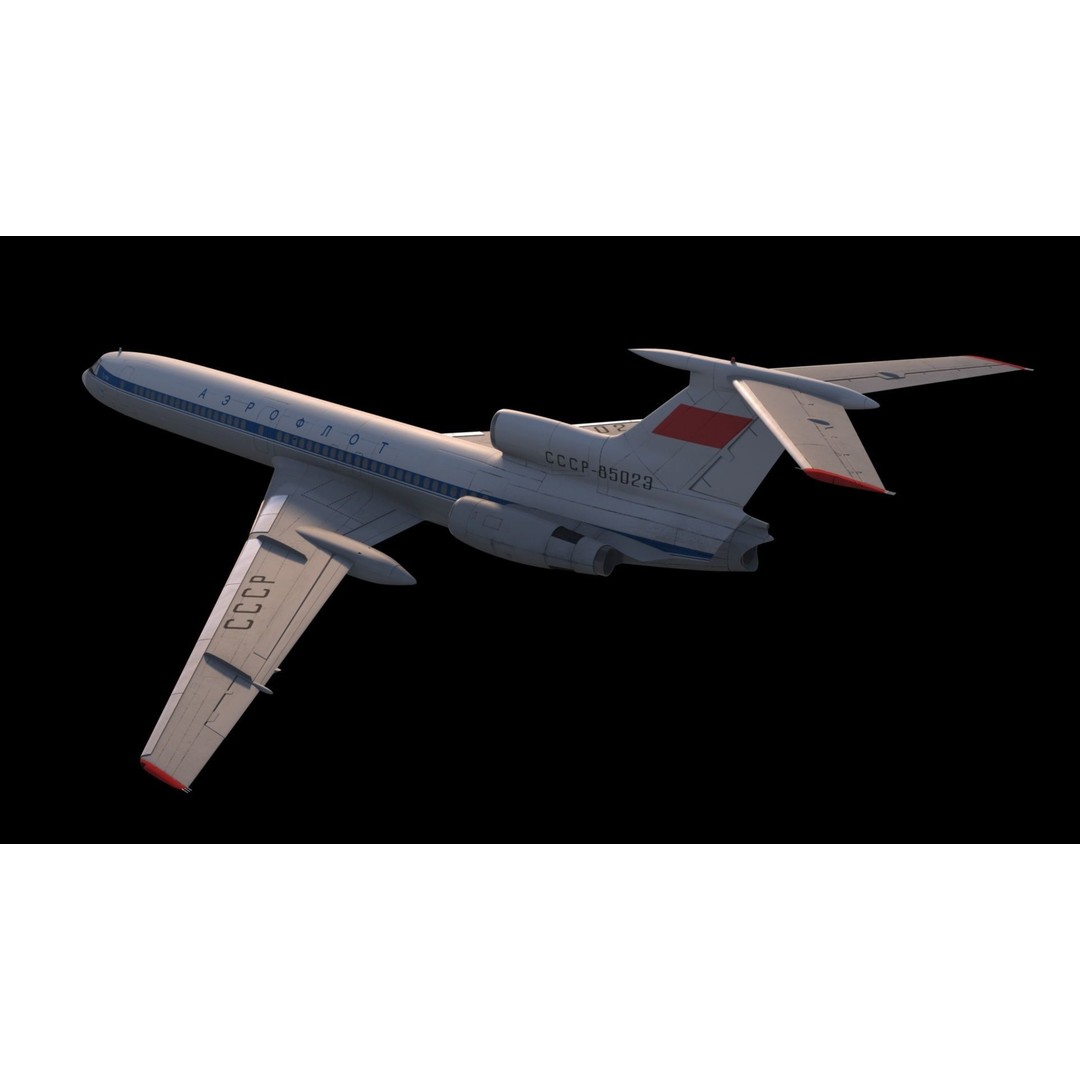 Tu-154 3D Model – Detailed Jet Airliner with Animation, FBX - View 3