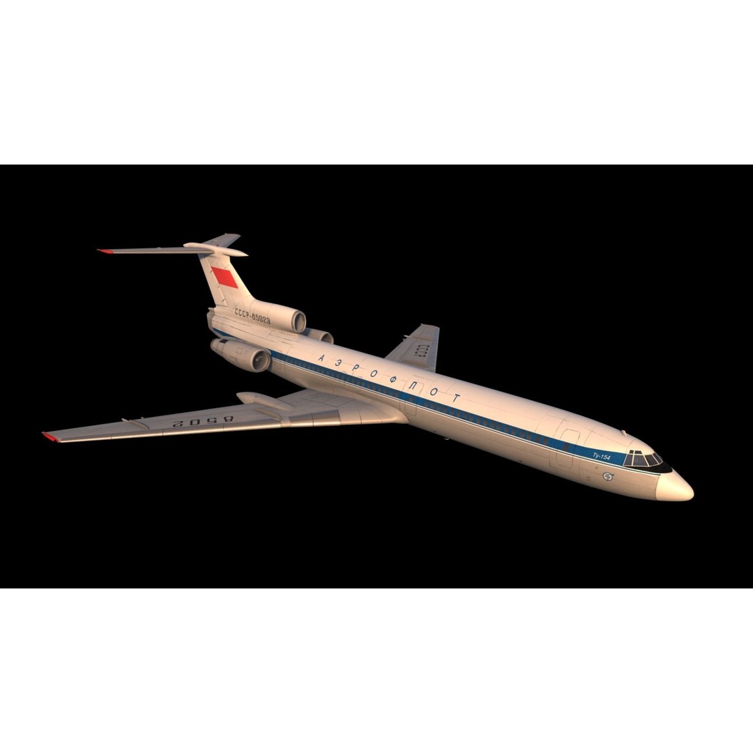 Tu-154 3D Model – Detailed Jet Airliner with Animation, FBX - View 5