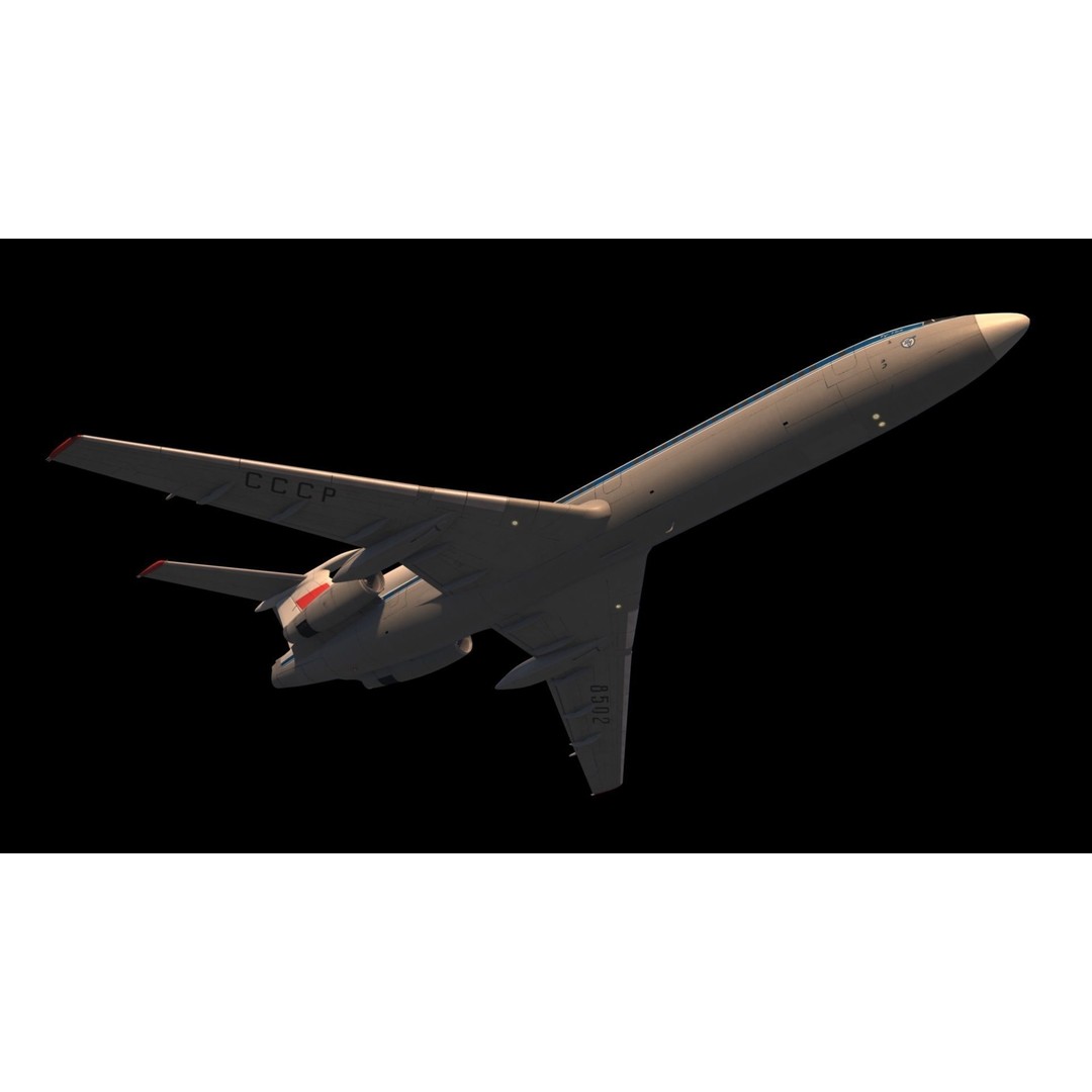 Tu-154 3D Model – Detailed Jet Airliner with Animation, FBX - View 6