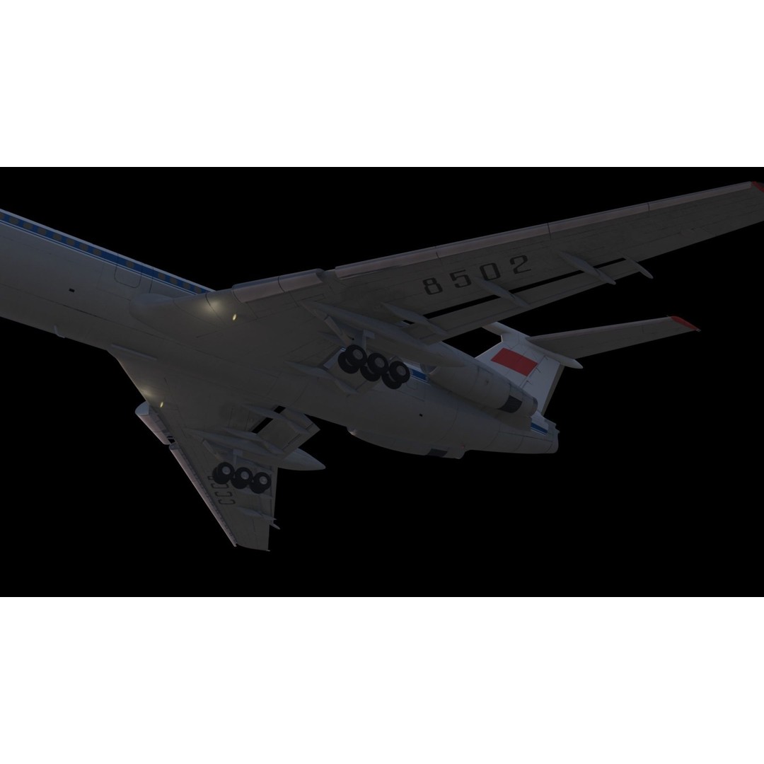Tu-154 3D Model – Detailed Jet Airliner with Animation, FBX - View 8