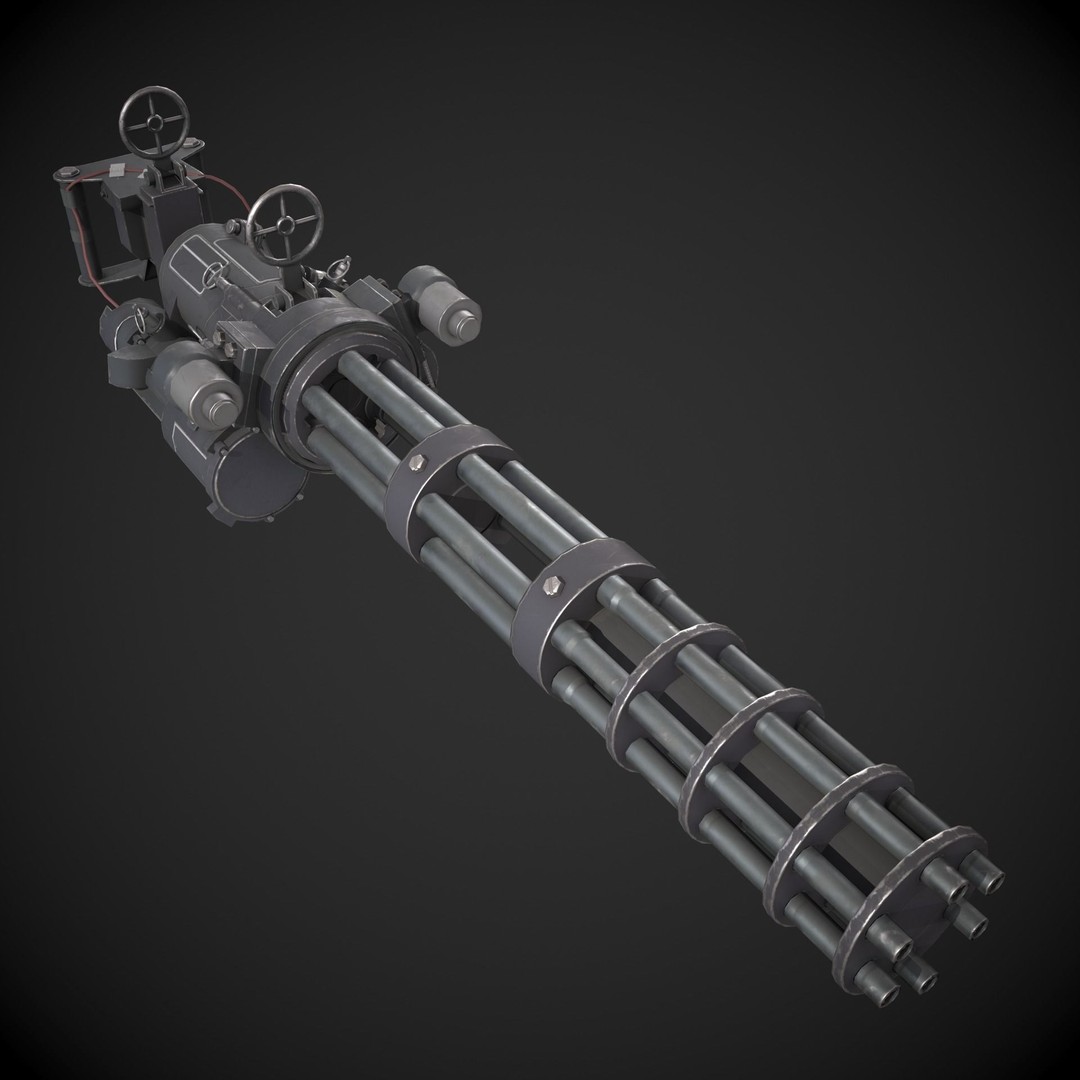Gatling Gun 3D Model – Low Poly Game-Ready Asset, FBX