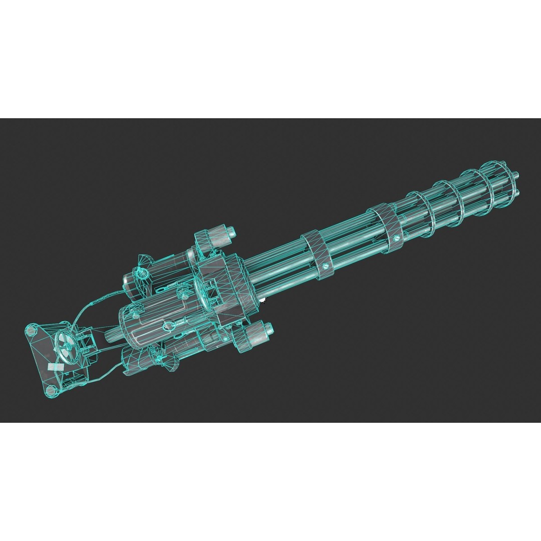 Gatling Gun 3D Model – Low Poly Game-Ready Asset, FBX - View 11