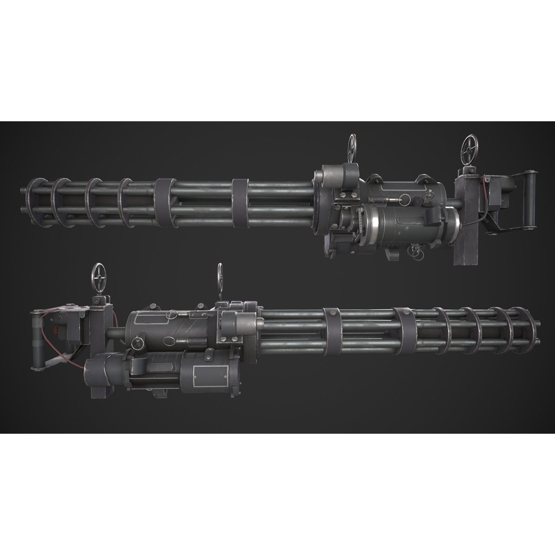 Gatling Gun 3D Model – Low Poly Game-Ready Asset, FBX - View 12