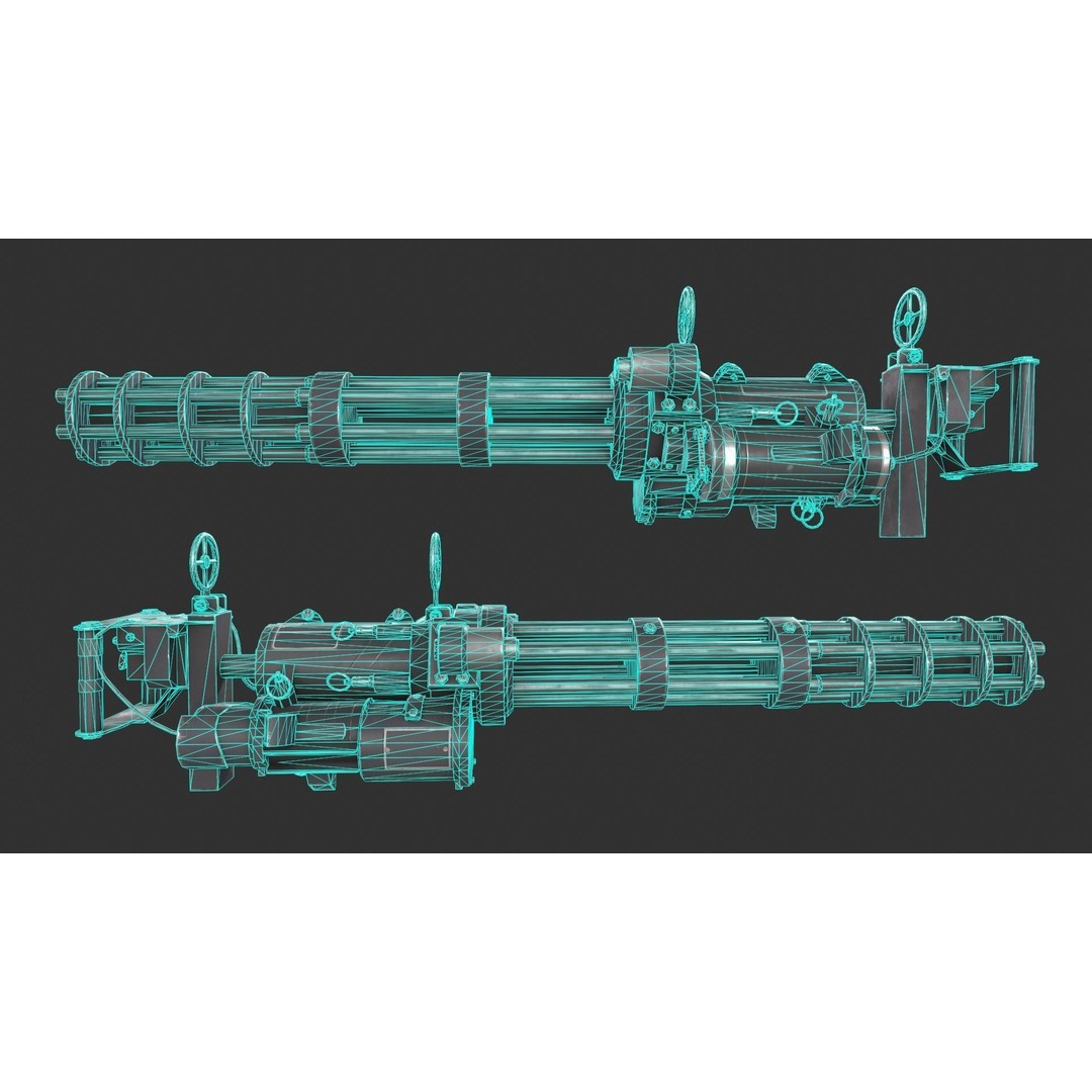 Gatling Gun 3D Model – Low Poly Game-Ready Asset, FBX - View 13