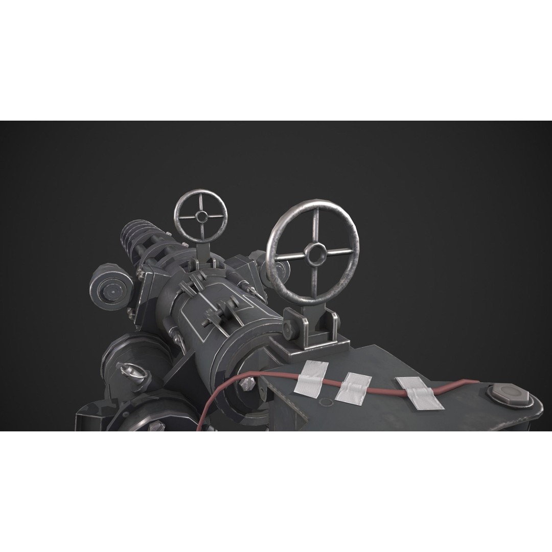 Gatling Gun 3D Model – Low Poly Game-Ready Asset, FBX - View 14