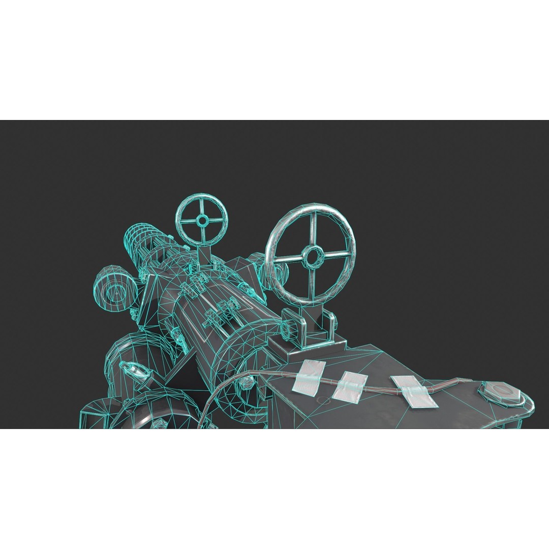 Gatling Gun 3D Model – Low Poly Game-Ready Asset, FBX - View 15