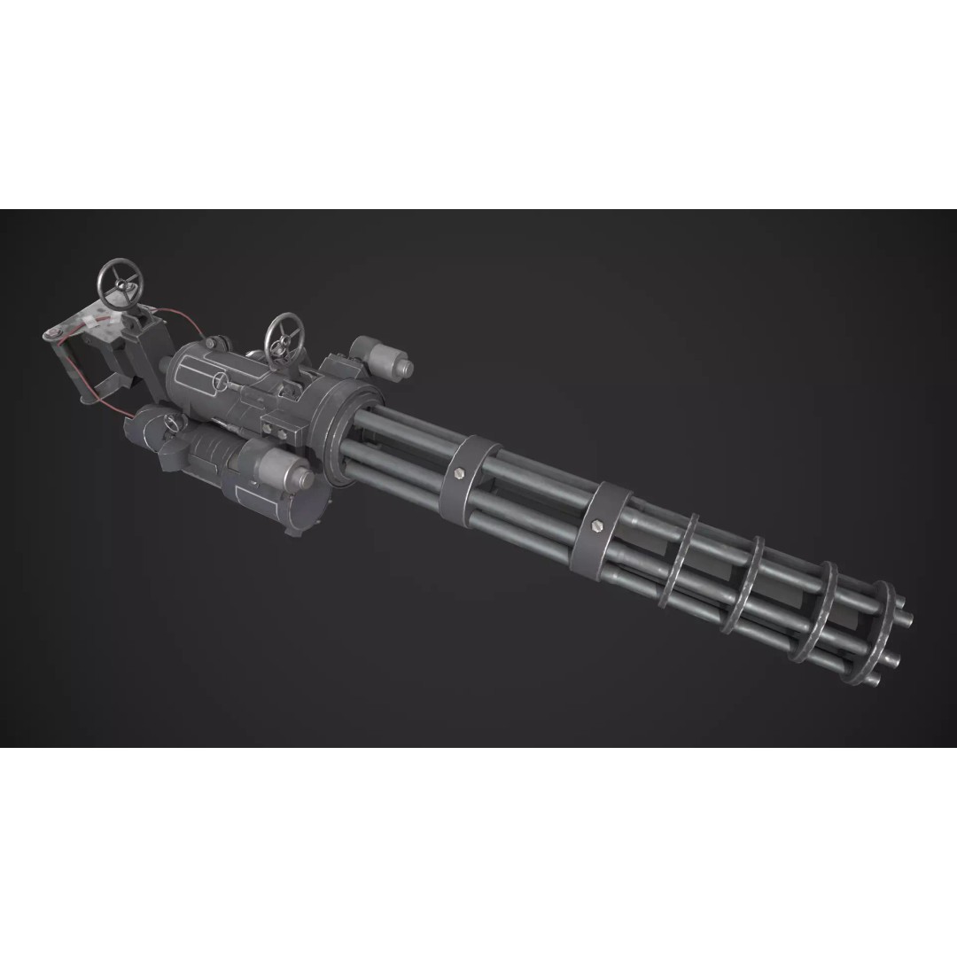 Gatling Gun 3D Model – Low Poly Game-Ready Asset, FBX - View 2