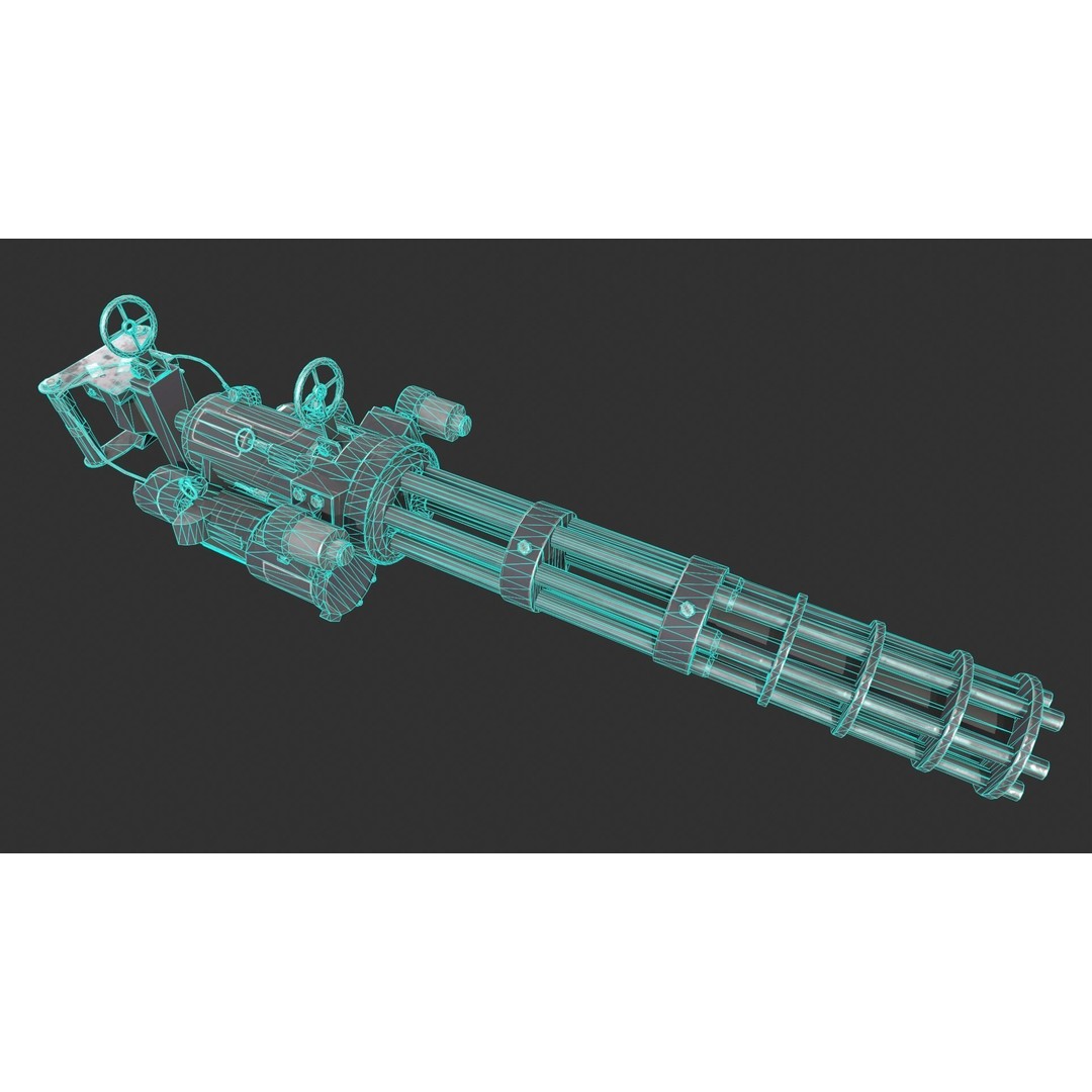 Gatling Gun 3D Model – Low Poly Game-Ready Asset, FBX - View 3