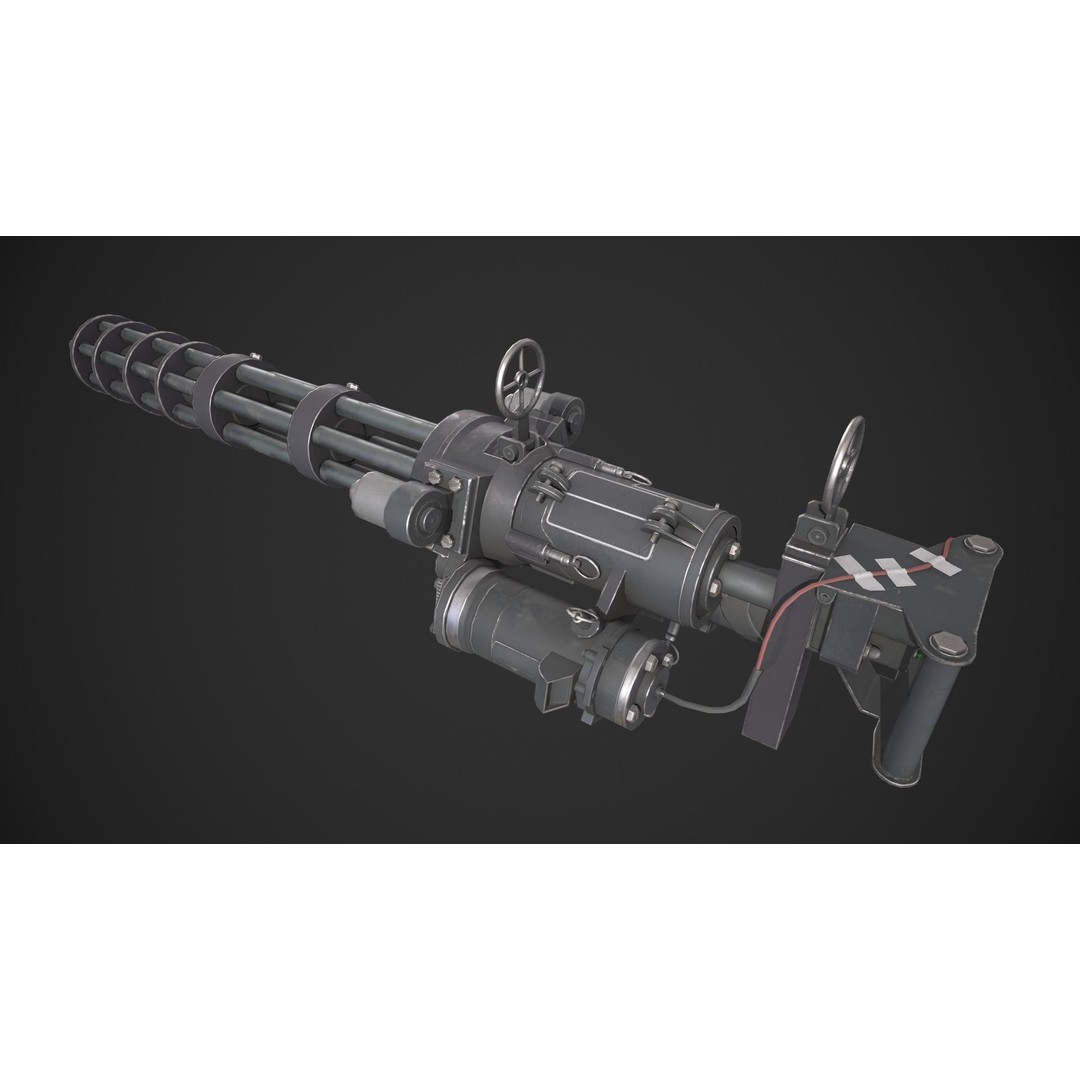 Gatling Gun 3D Model – Low Poly Game-Ready Asset, FBX - View 4