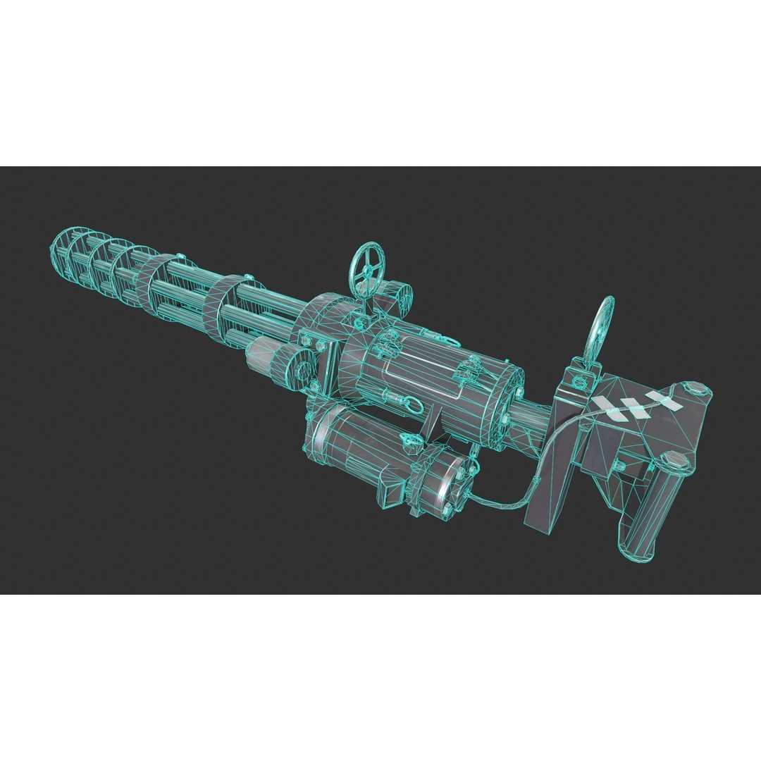 Gatling Gun 3D Model – Low Poly Game-Ready Asset, FBX - View 5