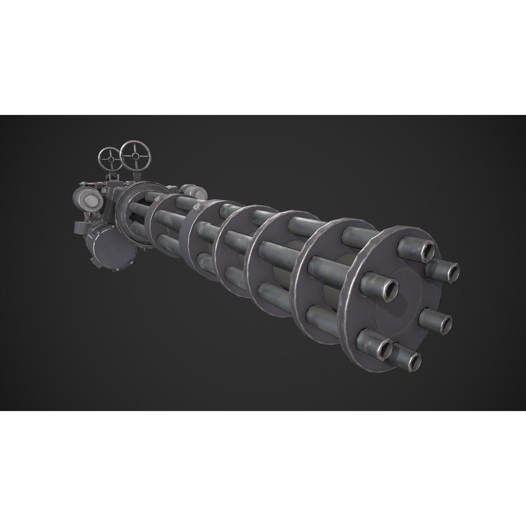 Gatling Gun 3D Model – Low Poly Game-Ready Asset, FBX - View 6
