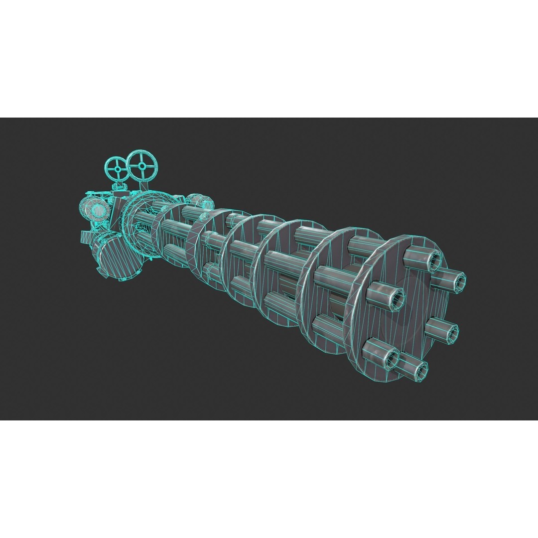 Gatling Gun 3D Model – Low Poly Game-Ready Asset, FBX - View 7