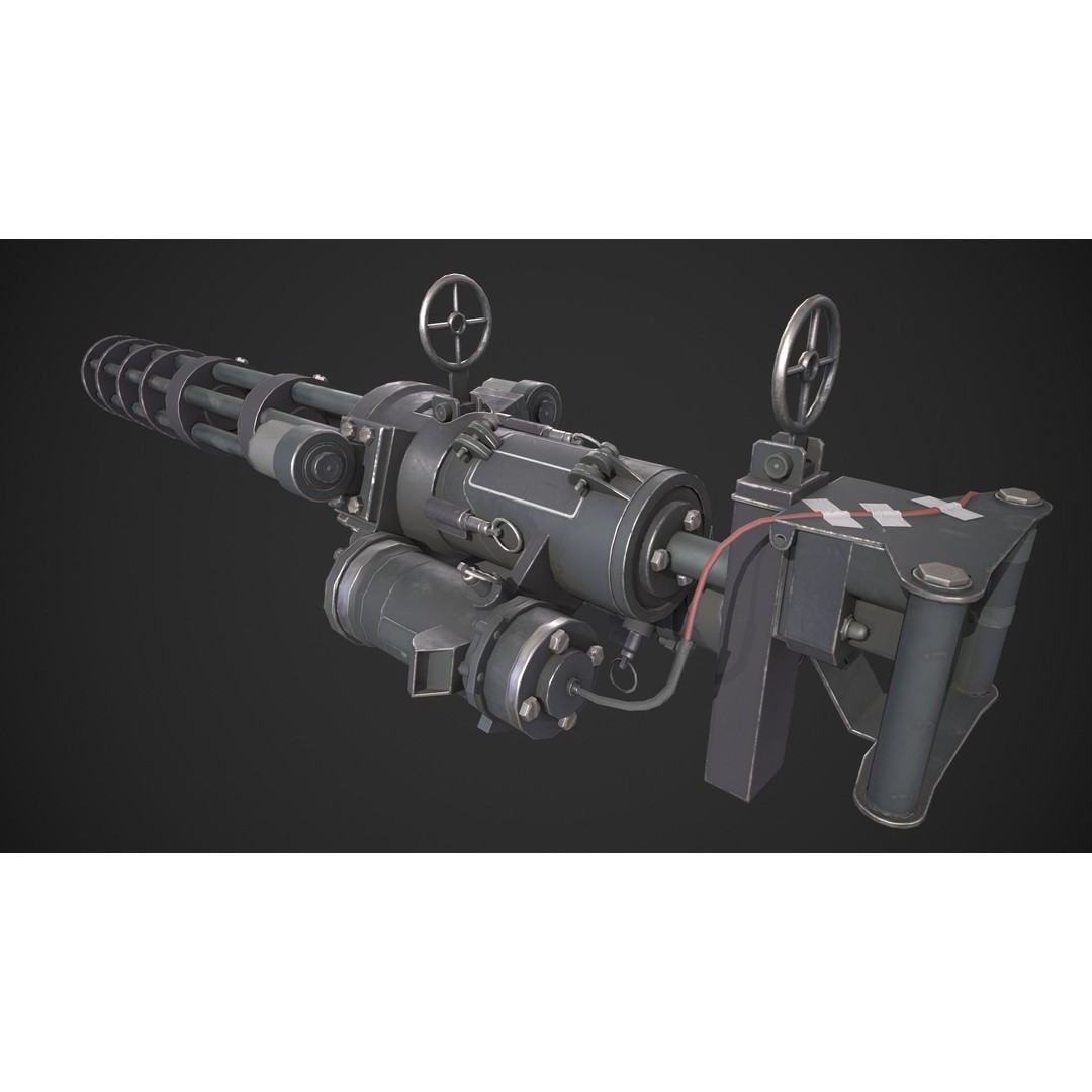 Gatling Gun 3D Model – Low Poly Game-Ready Asset, FBX - View 8