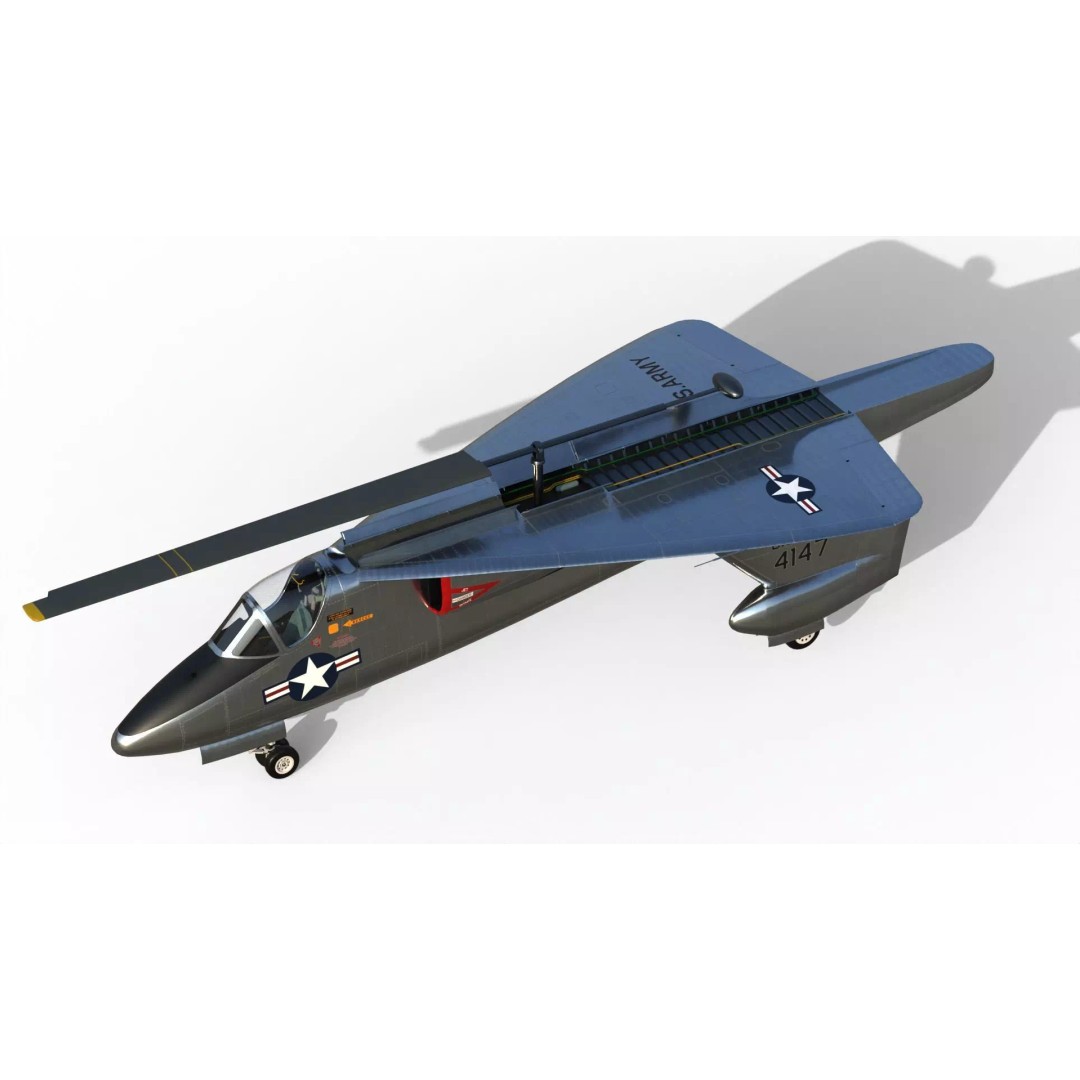XV-2 Convertiplane 3D Model – Experimental VTOL Aircraft, FBX & OBJ - View 3