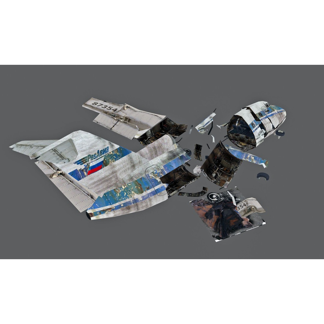 Crashed Soviet-Era Jet 3D Model – Low Poly Game Asset, FBX - View 5
