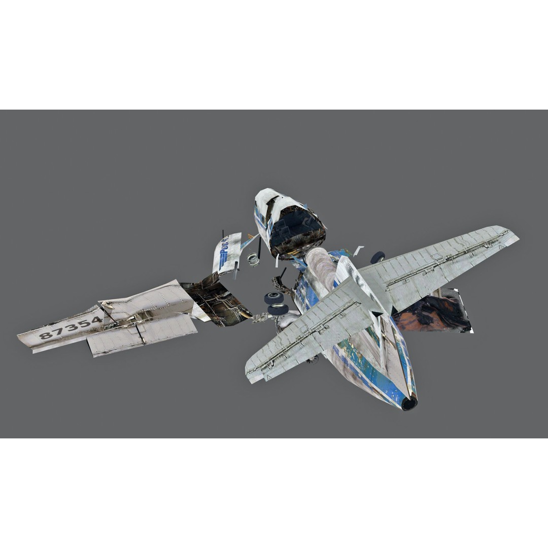 Crashed Soviet-Era Jet 3D Model – Low Poly Game Asset, FBX - View 6