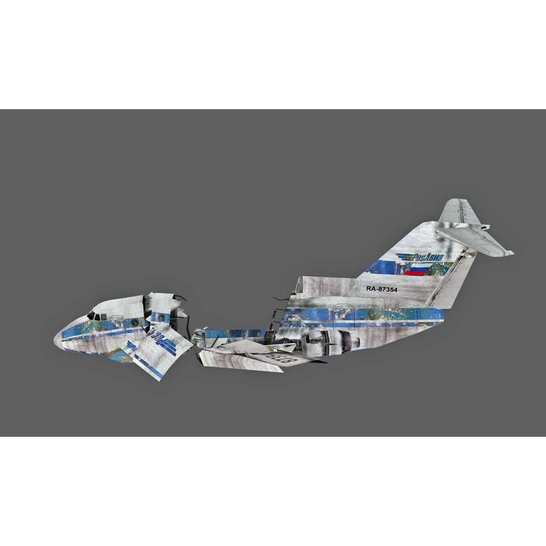 Crashed Soviet-Era Jet 3D Model – Low Poly Game Asset, FBX - View 7