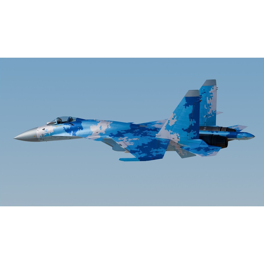 Sukhoi Su-37 3D Model – High Poly Military Aircraft, FBX, PBR Textures