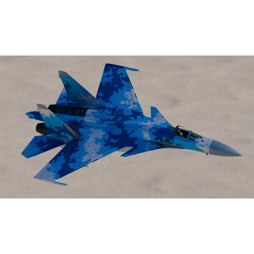 Sukhoi Su-37 3D Model – High Poly Military Aircraft, FBX, PBR Textures - View 6