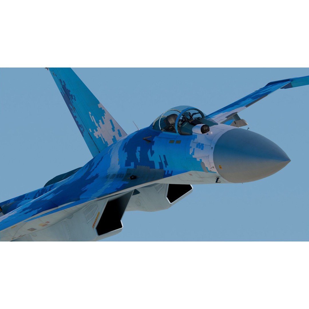 Sukhoi Su-37 3D Model – High Poly Military Aircraft, FBX, PBR Textures - View 7
