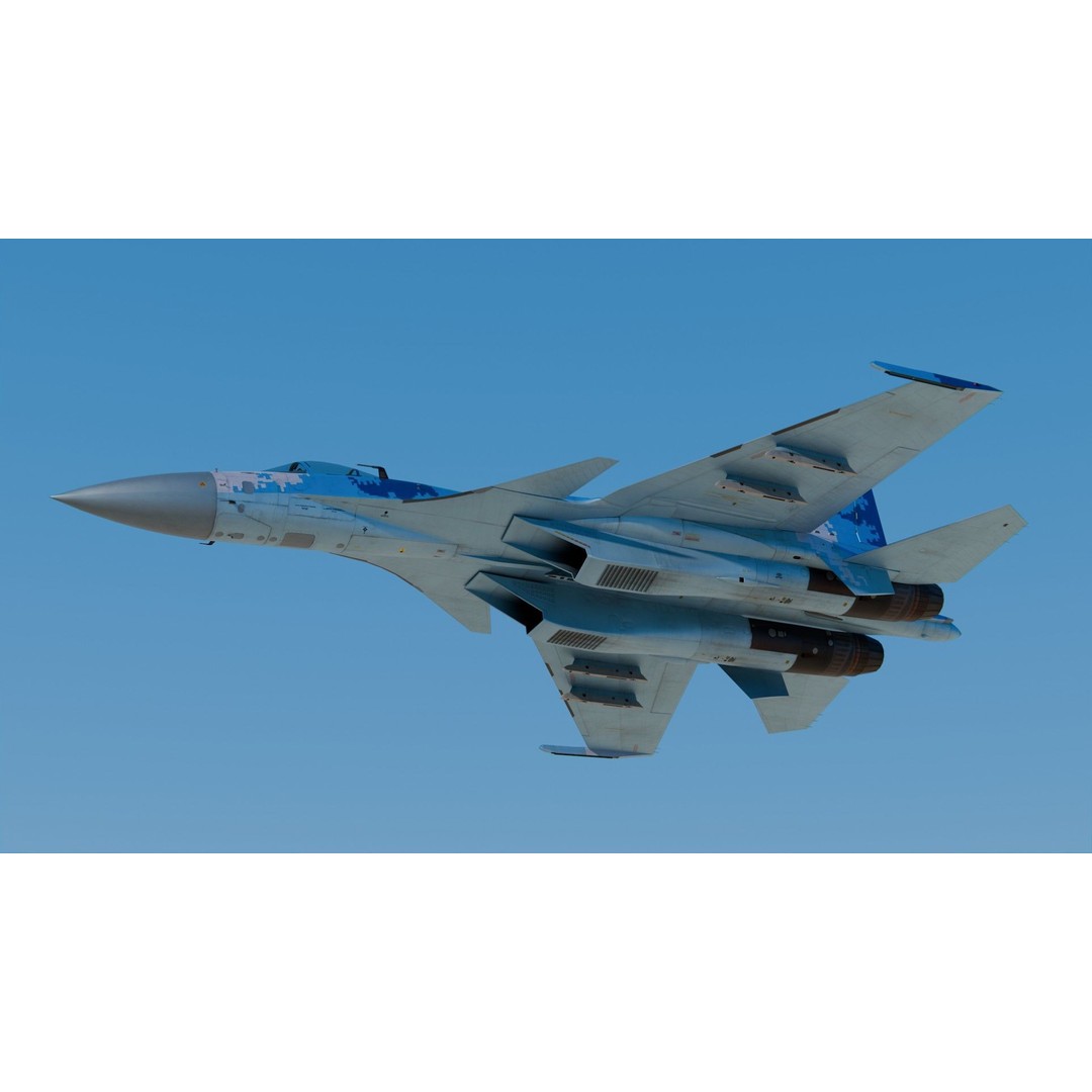 Sukhoi Su-37 3D Model – High Poly Military Aircraft, FBX, PBR Textures - View 9