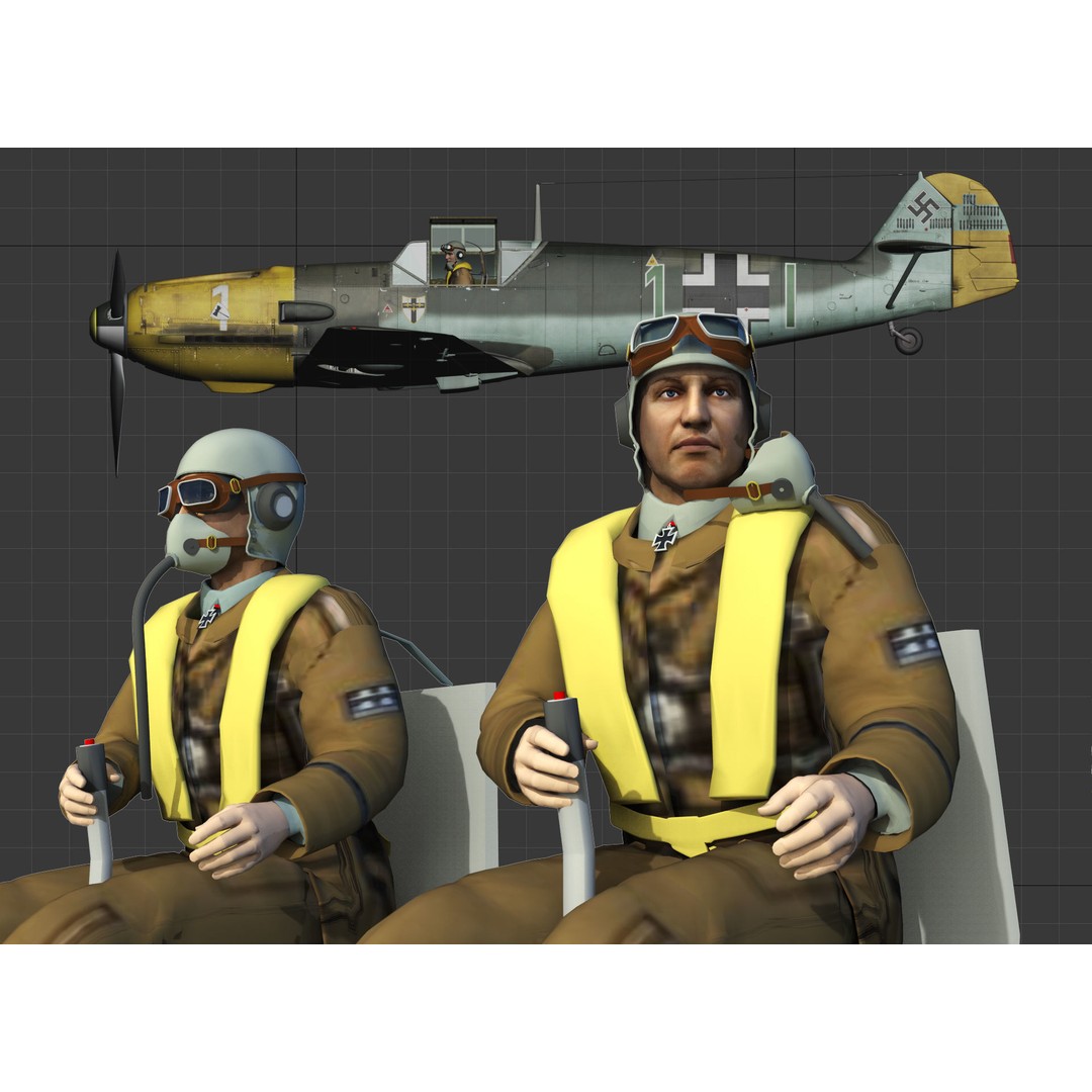 German Fighter Pilot 3D Model – High Poly Character Asset, FBX, OBJ