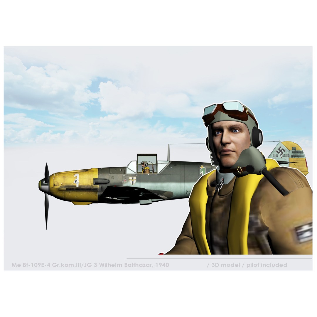 German Fighter Pilot 3D Model – High Poly Character Asset, FBX, OBJ - View 10