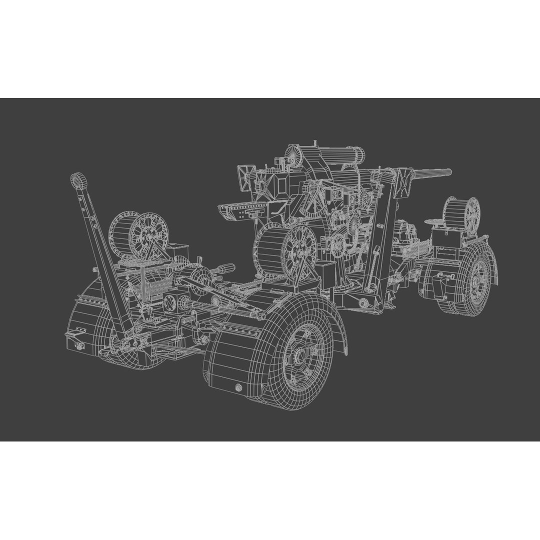 8.8 cm Flak 36 Anti Aircraft Gun 3D Model – Low Poly Game Asset, FBX - View 10