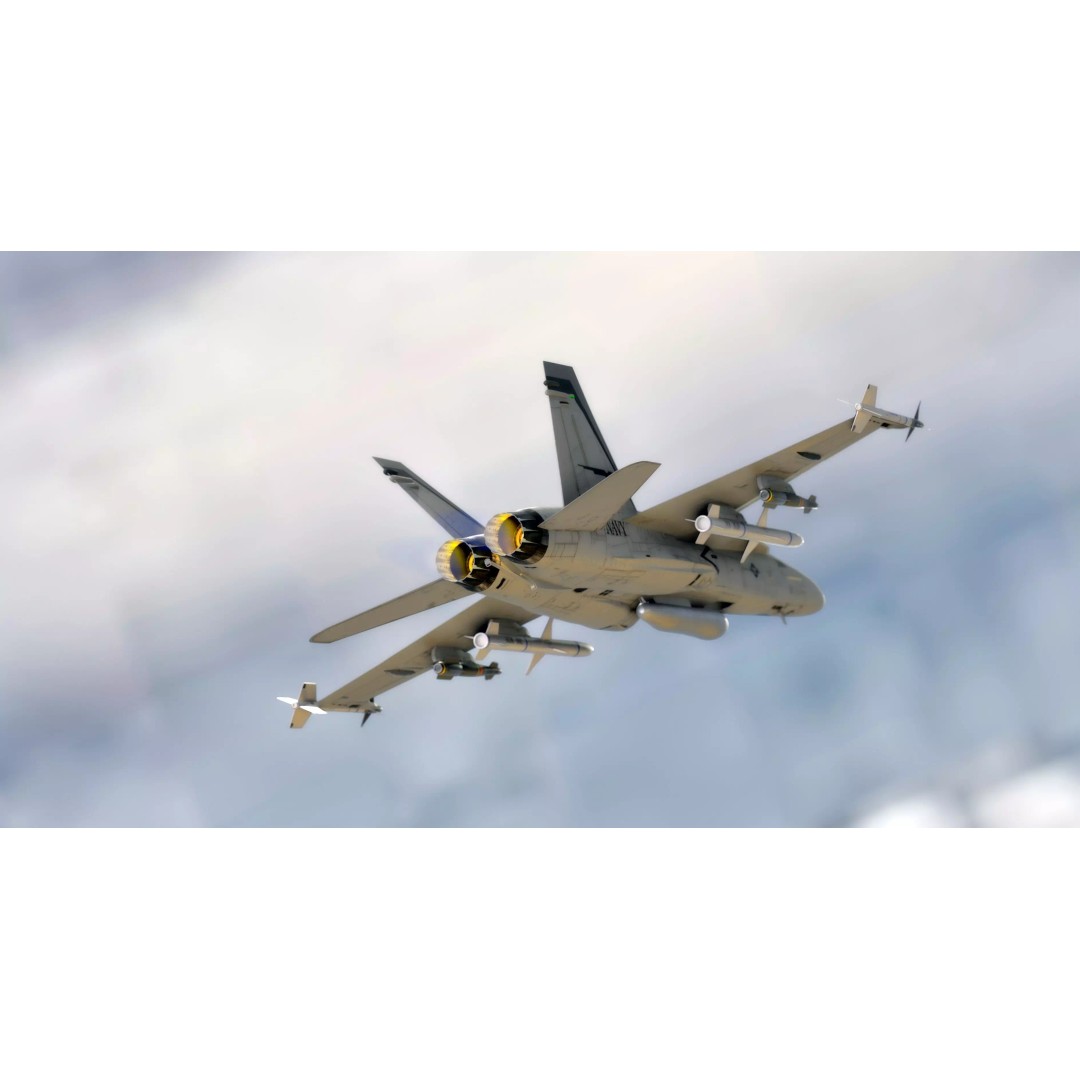 F/A 18 Hornet 3D Model – Fully Rigged Low Poly Aircraft for Animation - View 10