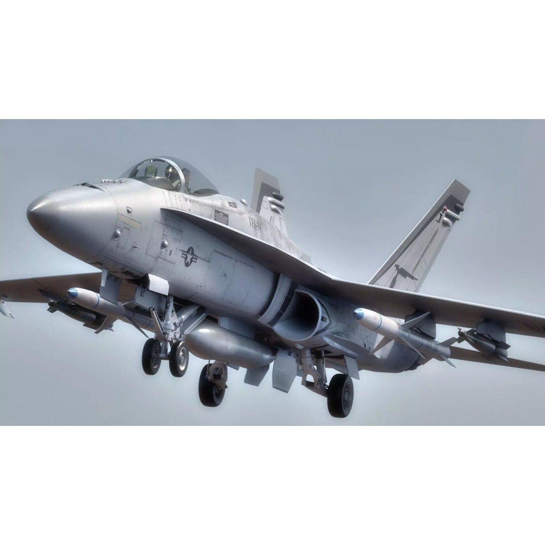 F/A 18 Hornet 3D Model – Fully Rigged Low Poly Aircraft for Animation - View 11