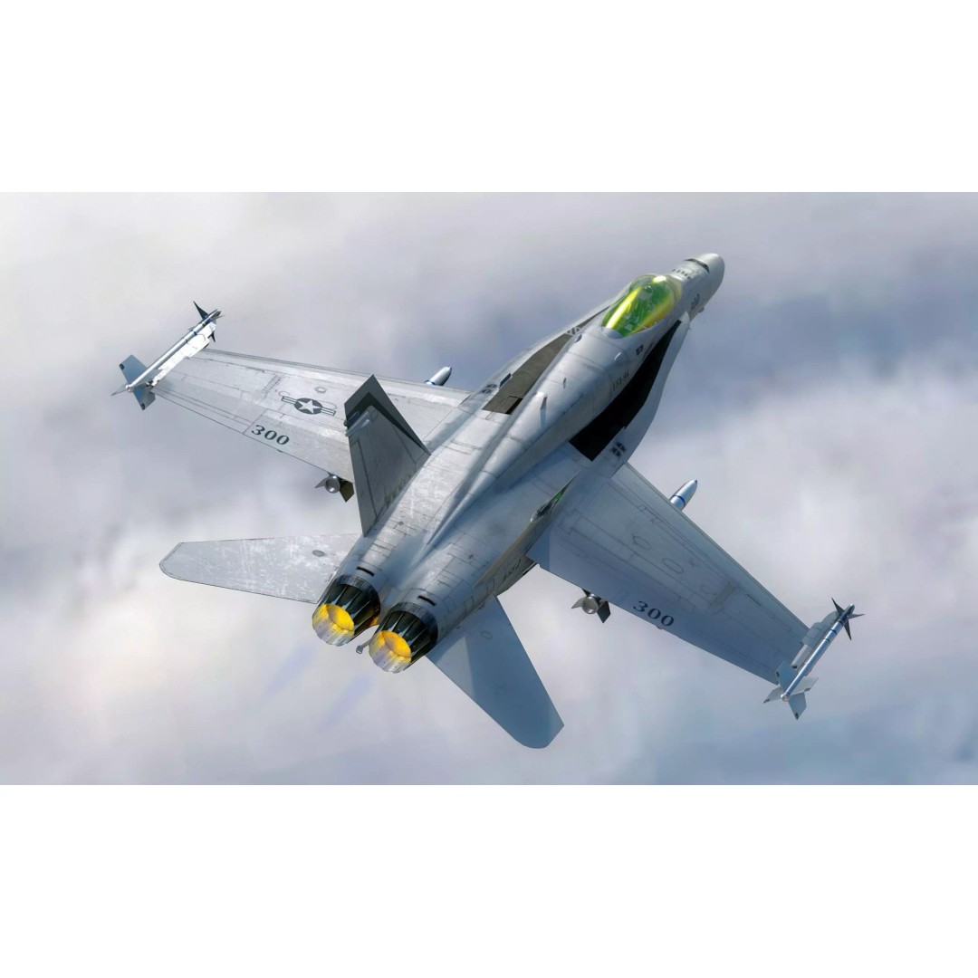 F/A 18 Hornet 3D Model – Fully Rigged Low Poly Aircraft for Animation - View 12