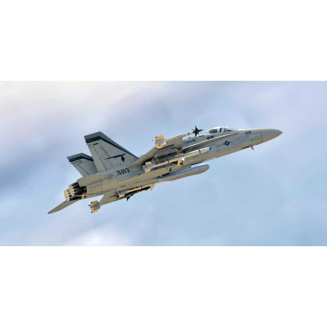 F/A 18 Hornet 3D Model – Fully Rigged Low Poly Aircraft for Animation - View 13