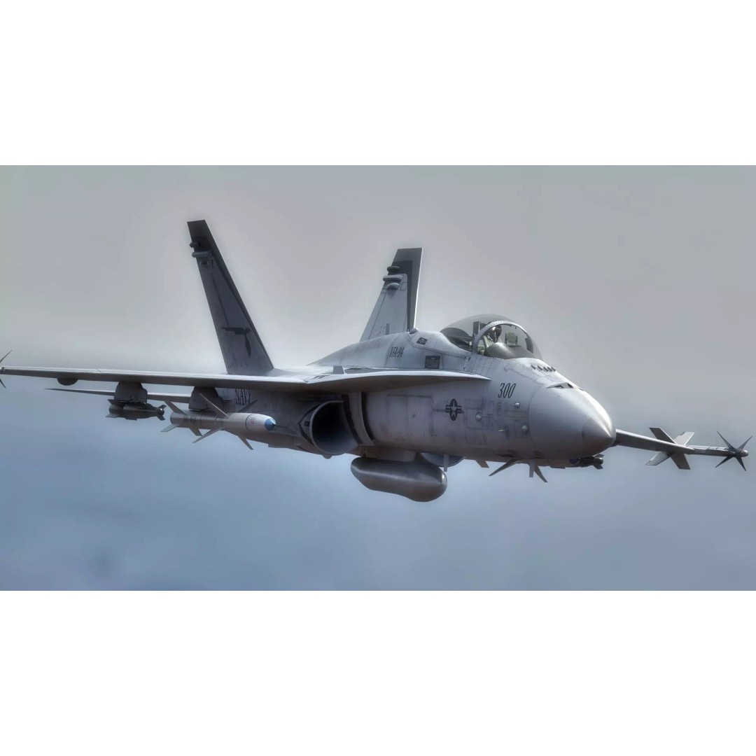 F/A 18 Hornet 3D Model – Fully Rigged Low Poly Aircraft for Animation - View 14