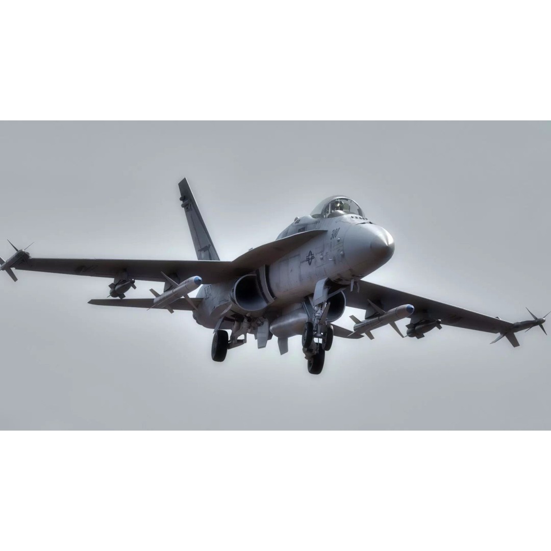 F/A 18 Hornet 3D Model – Fully Rigged Low Poly Aircraft for Animation - View 15