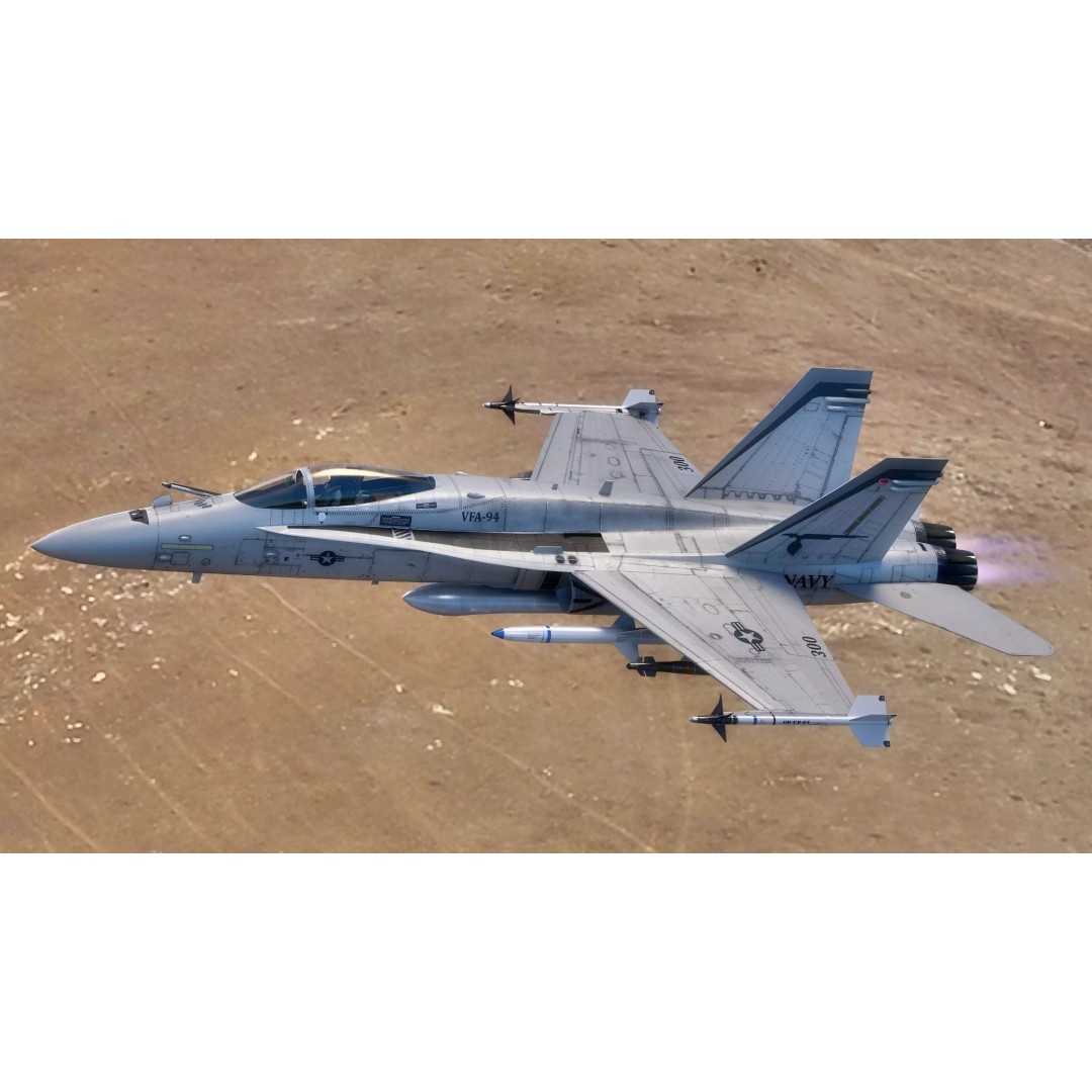 F/A 18 Hornet 3D Model – Fully Rigged Low Poly Aircraft for Animation - View 19