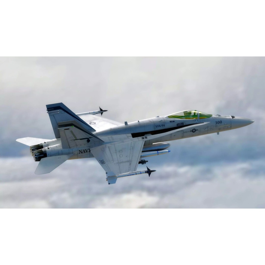 F/A 18 Hornet 3D Model – Fully Rigged Low Poly Aircraft for Animation - View 2