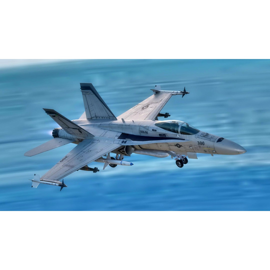 F/A 18 Hornet 3D Model – Fully Rigged Low Poly Aircraft for Animation - View 3